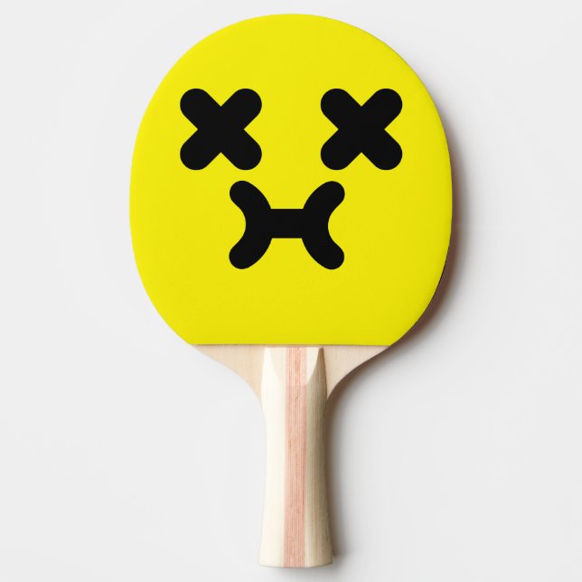 Dazed Pouty Face Yellow Ping Pong Paddle (Front)