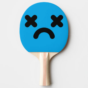 Dazed Sad Face Blue Ping Pong Paddle