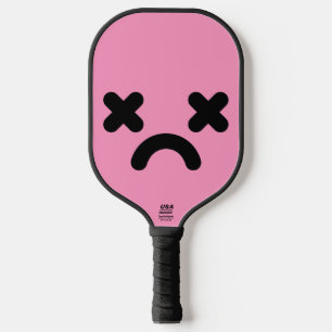 Dazed Sad Face Light Pink Pickleball Paddle