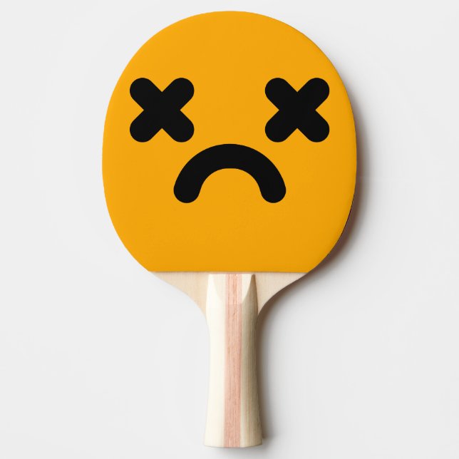Dazed Sad Face Orange Ping Pong Paddle (Front)