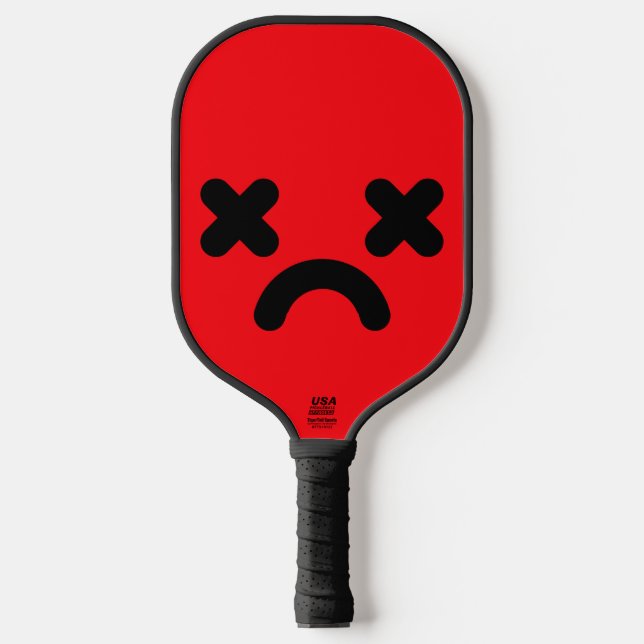 Dazed Sad Face Red Pickleball Paddle (Front)