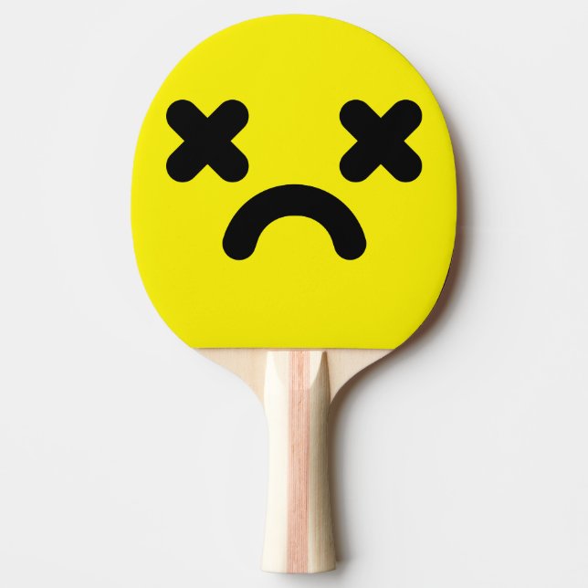 Dazed Sad Face Yellow Ping Pong Paddle (Front)