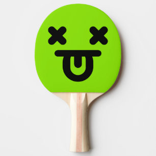Dazed Tongue Out Face Green Ping Pong Paddle