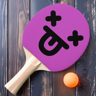 Dazed Tongue Out Face Purple Ping Pong Paddle