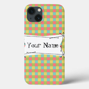 Dazzle Check 'Name' iPad Mini case vertical