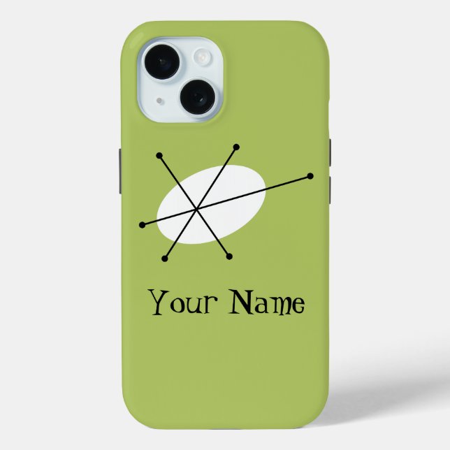 Dazzle Green 'Name' iPhone case vertical (Back)