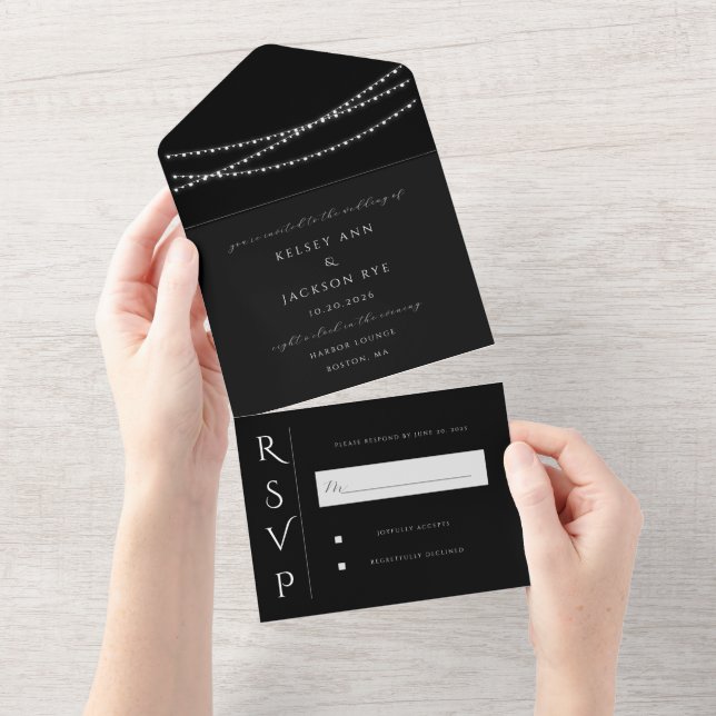 Dazzle Me Chic Wedding Save the Date All In One Invitation (Tearaway)