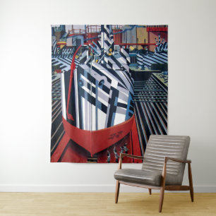 Dazzle-ships in Drydock at Liverpool Abstract Art  Tapestry