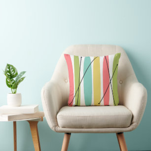 Dazzle Stripe pink back square Cushion