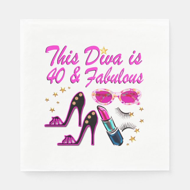 DAZZLING 40TH DIVA NAPKIN (Front)