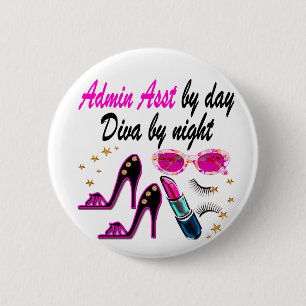 DAZZLING ADMIN ASST DIVA 6 CM ROUND BADGE
