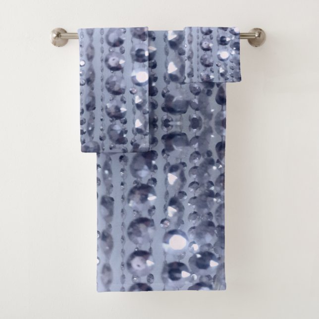 Dazzling  Blue Beads Bath Towel Set (Insitu)