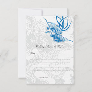 Dazzling Blue Bird & Floral Wedding Advice Cards