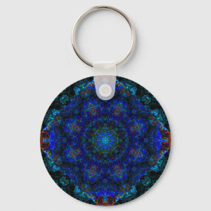 Dazzling Blue Bohemian Kaleidoscope,  Key Ring