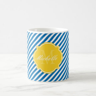 Dazzling Blue Stripe Monogram Mug
