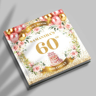 Dazzling Boho 60th Birthday Guest Book Floral Glow
