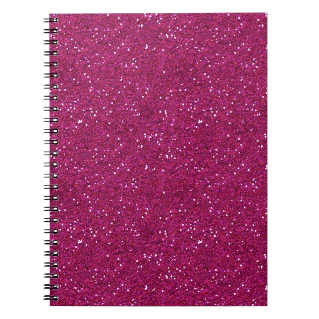 Dazzling Chic Hot Pink Glitter Spiral Notebook (Front)
