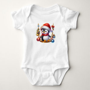 Dazzling Christmas Penguin Baby Bodysuit