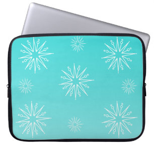 Dazzling Christmas Stars Electronics Sleeve, Aqua Laptop Sleeve