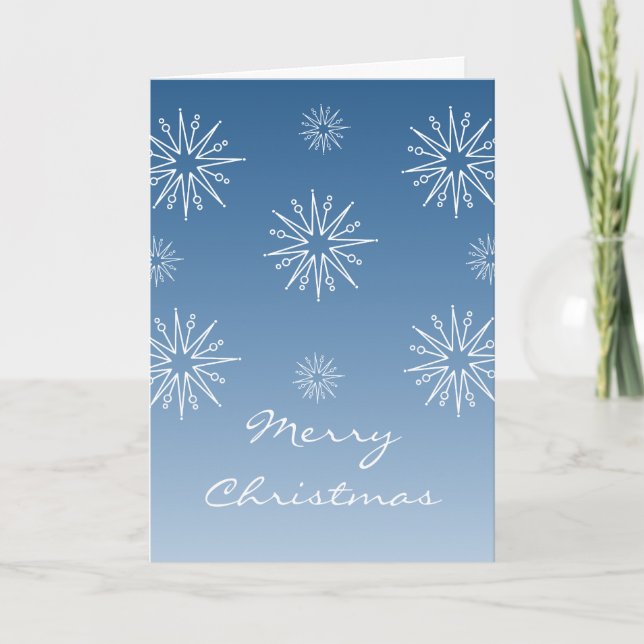 Dazzling Christmas Stars Greeting Card, Blue Holiday Card (Front)