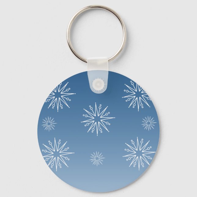 Dazzling Christmas Stars Keychain, Blue Key Ring (Front)