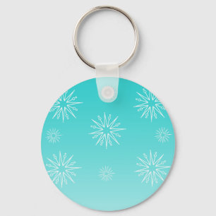 Dazzling Christmas Stars Keychain, Turquoise Key Ring