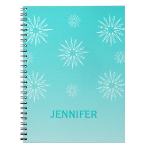 Dazzling Christmas Stars Notebook, Aqua Spiral Notebook