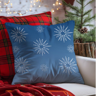 Dazzling Christmas Stars Pillow, Blue Cushion