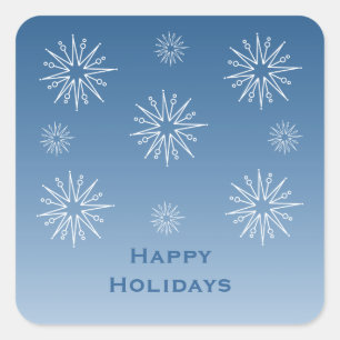 Dazzling Christmas Stars Stickers, Blue Square Sticker