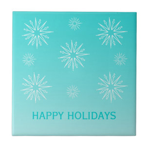 Dazzling Christmas Stars Tile, Aqua Tile