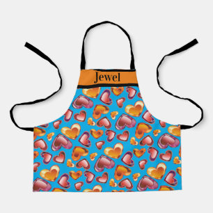Dazzling Custom Foil Gradient Gem Hearts Kids Apron