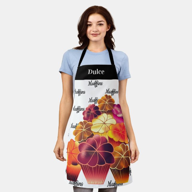 Dazzling, Custom Text, Warm Stack Muffins Apron (Worn)