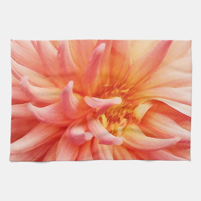 Dazzling Dahlia Flower Tea Towel (Horizontal)
