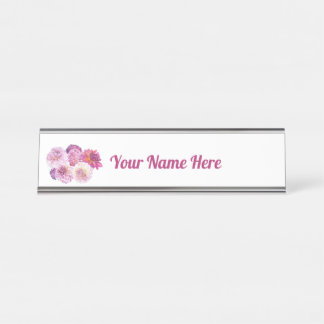 Dazzling Dahlias Personalised  Desk Name Plate