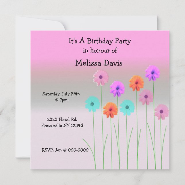 Dazzling Daisies Birthday Invitation (Front)