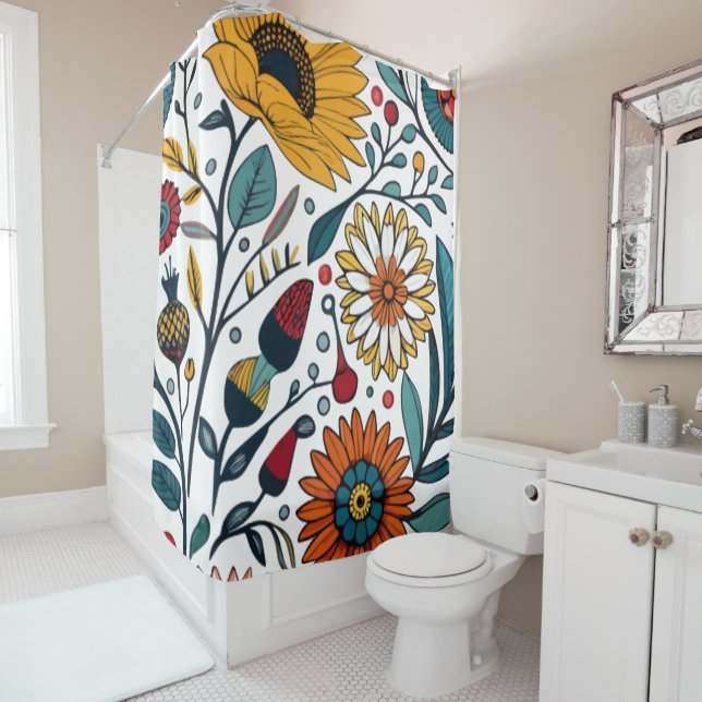 Dazzling Daisy Delight: A Floral Fashion Favorite Shower Curtain (In Situ)