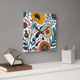 Dazzling Daisy Delight: A Floral Fashion Favorite Square Wall Clock