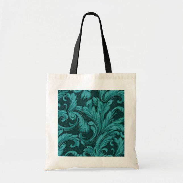 Dazzling Damask in Teal Tote Bag (Front)