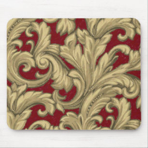 Dazzling Damask, Red and Gold Mouse Pad