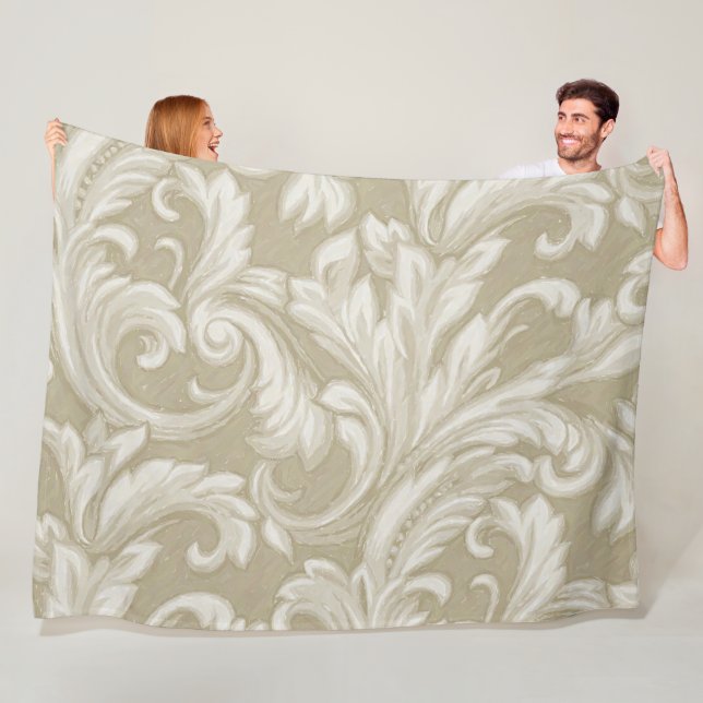 Dazzling Damask, Tan Fleece Blanket (In Situ)