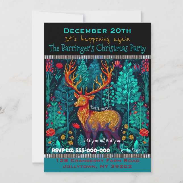 Dazzling Deer Annual Christmas Party Invitation (Front)