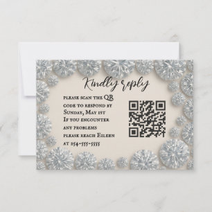 Dazzling Diamond QR Code Wedding RSVP Card