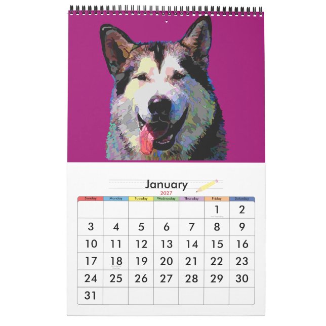 Dazzling Dogs Paintings 2012 Calendar (Jan 2027)