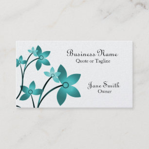 Dazzling Elegance Floral Business Card, Turquoise Card