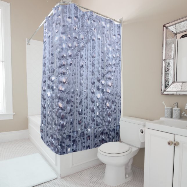 Dazzling Glittery Blue Beads Shower Curtain (In Situ)