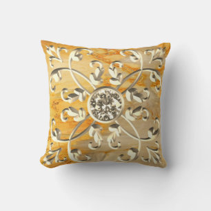 Dazzling Gold Gem Mandala Cushion