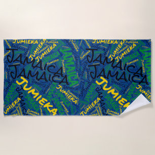 Dazzling Jamaica Flag Colours Patriotic Beach Towel
