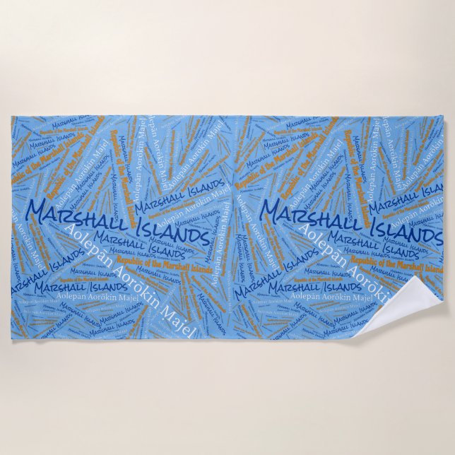 Dazzling Marshall Islands Flag Colours Patriotic Beach Towel (Front)