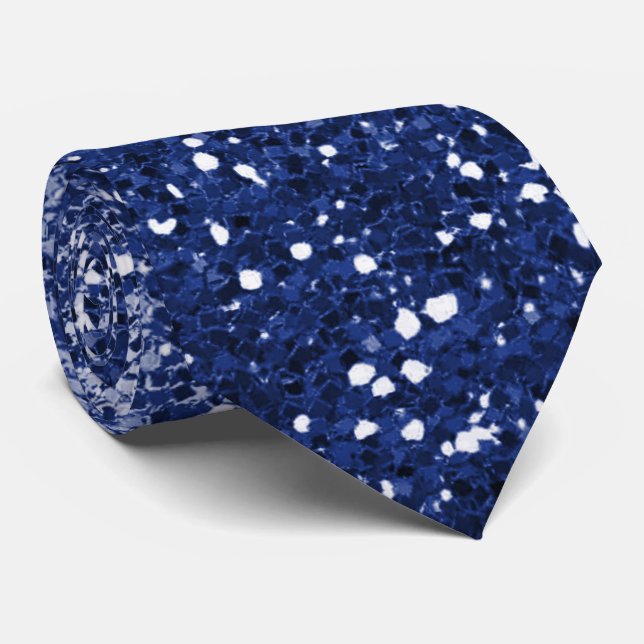  Dazzling Navy Blue Glitter Ombre Neck Tie for Men (Rolled)