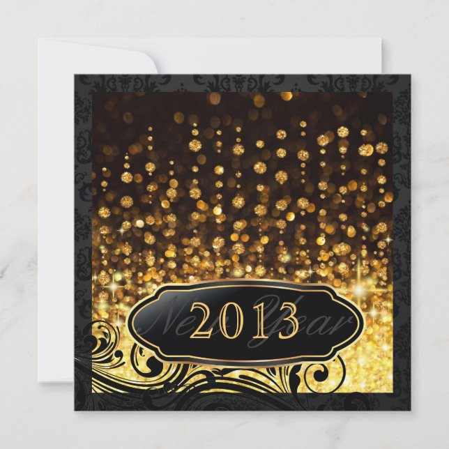 Dazzling New Year's Eve Gold Party Invitations (Front)